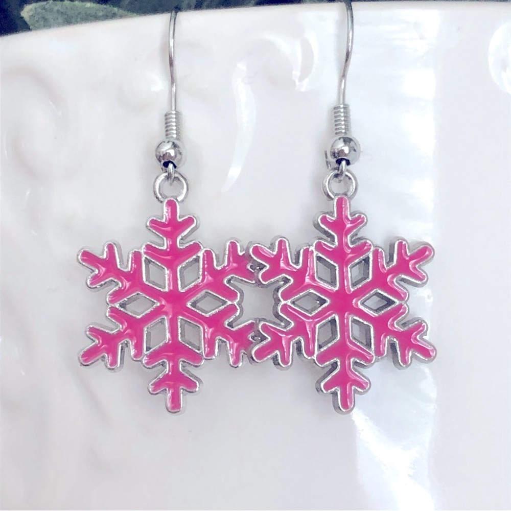 New Winter Snowflake Dangle Drop Handmade Earrings Christmas Holiday Unique Gift